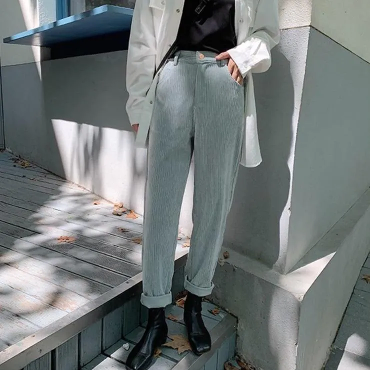 CHIC HIGH WAIST CORDUROY PANTS