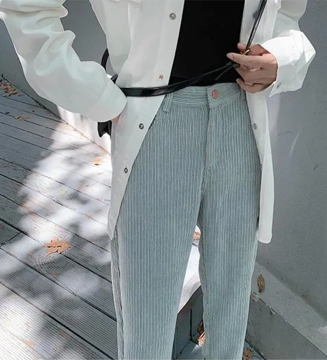 CHIC HIGH WAIST CORDUROY PANTS