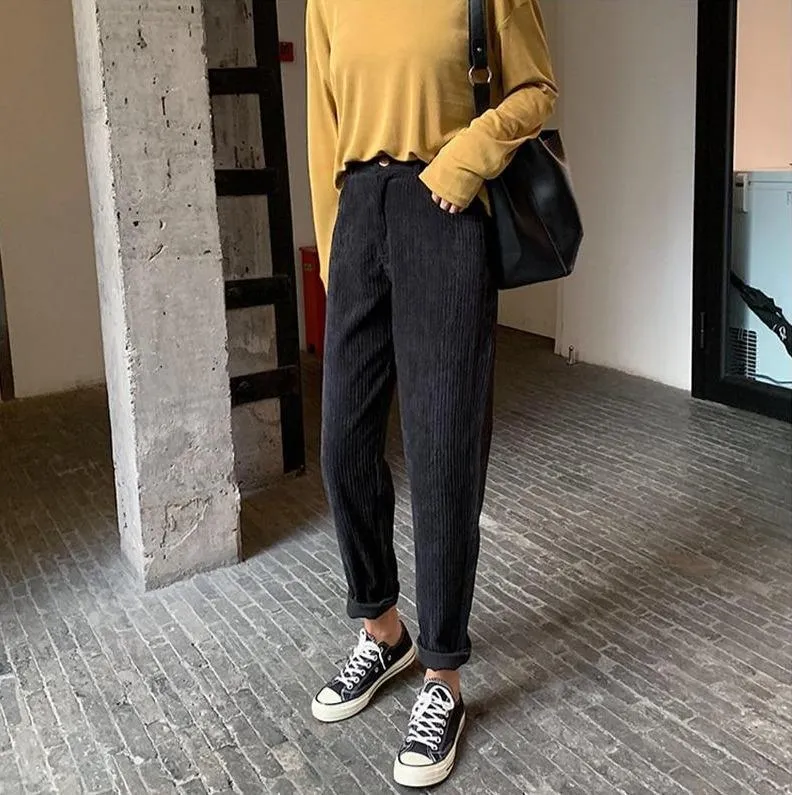 CHIC HIGH WAIST CORDUROY PANTS