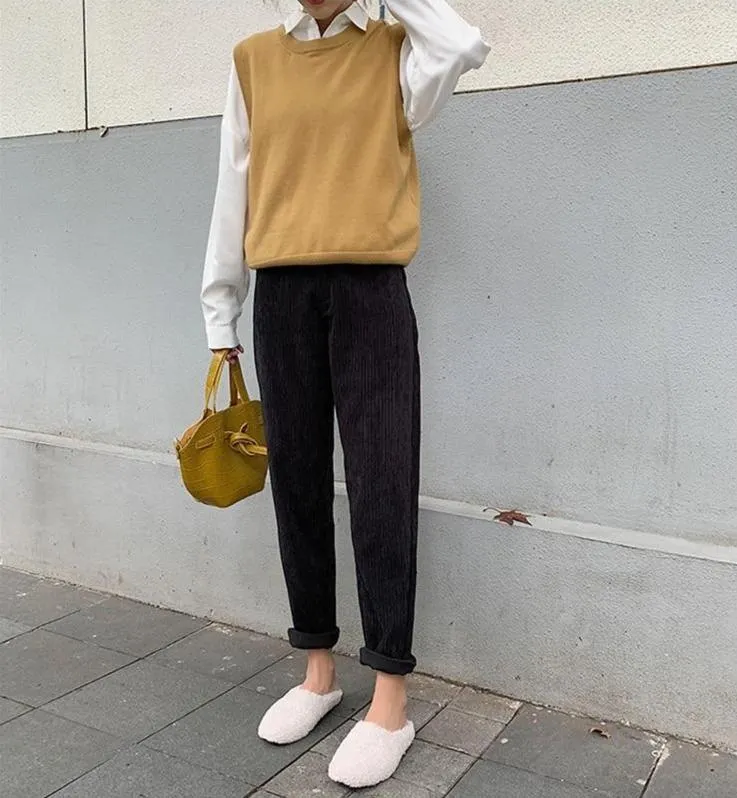 CHIC HIGH WAIST CORDUROY PANTS