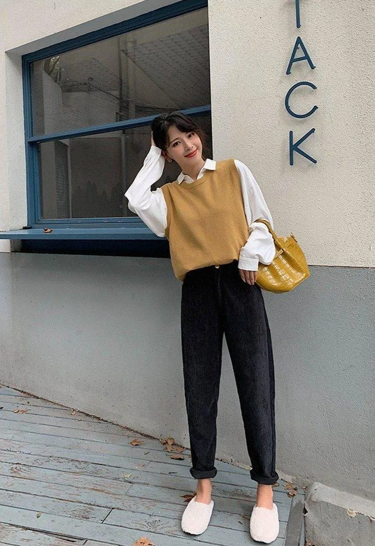 CHIC HIGH WAIST CORDUROY PANTS