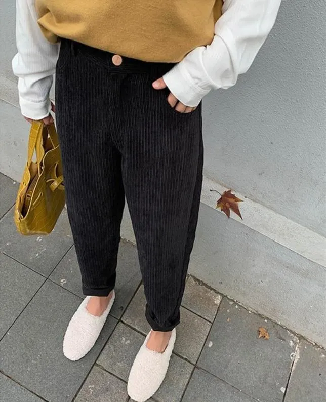 CHIC HIGH WAIST CORDUROY PANTS
