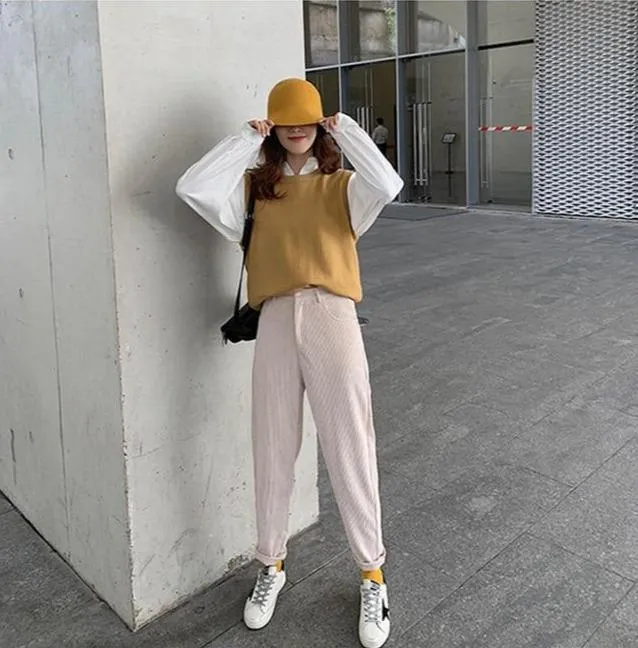 CHIC HIGH WAIST CORDUROY PANTS