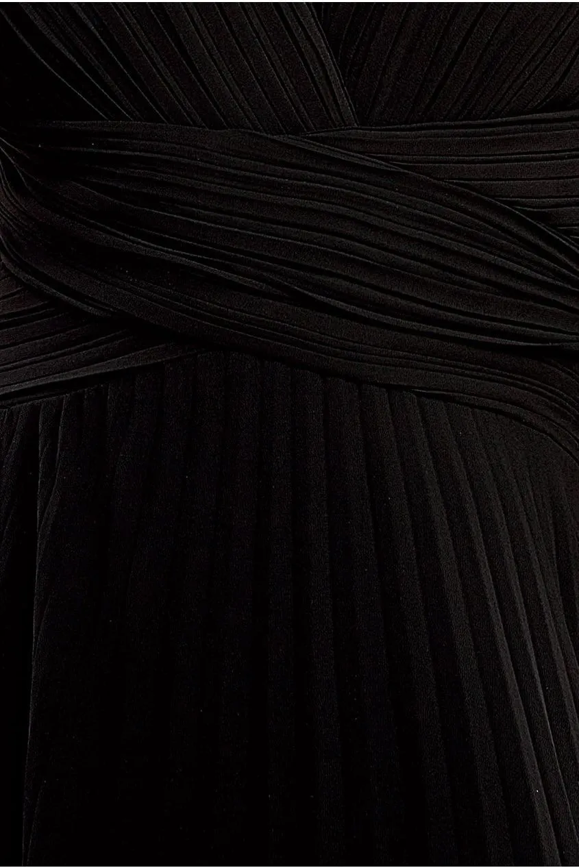 Goddiva Balloon Sleeve Chiffon Maxi Dress - Black