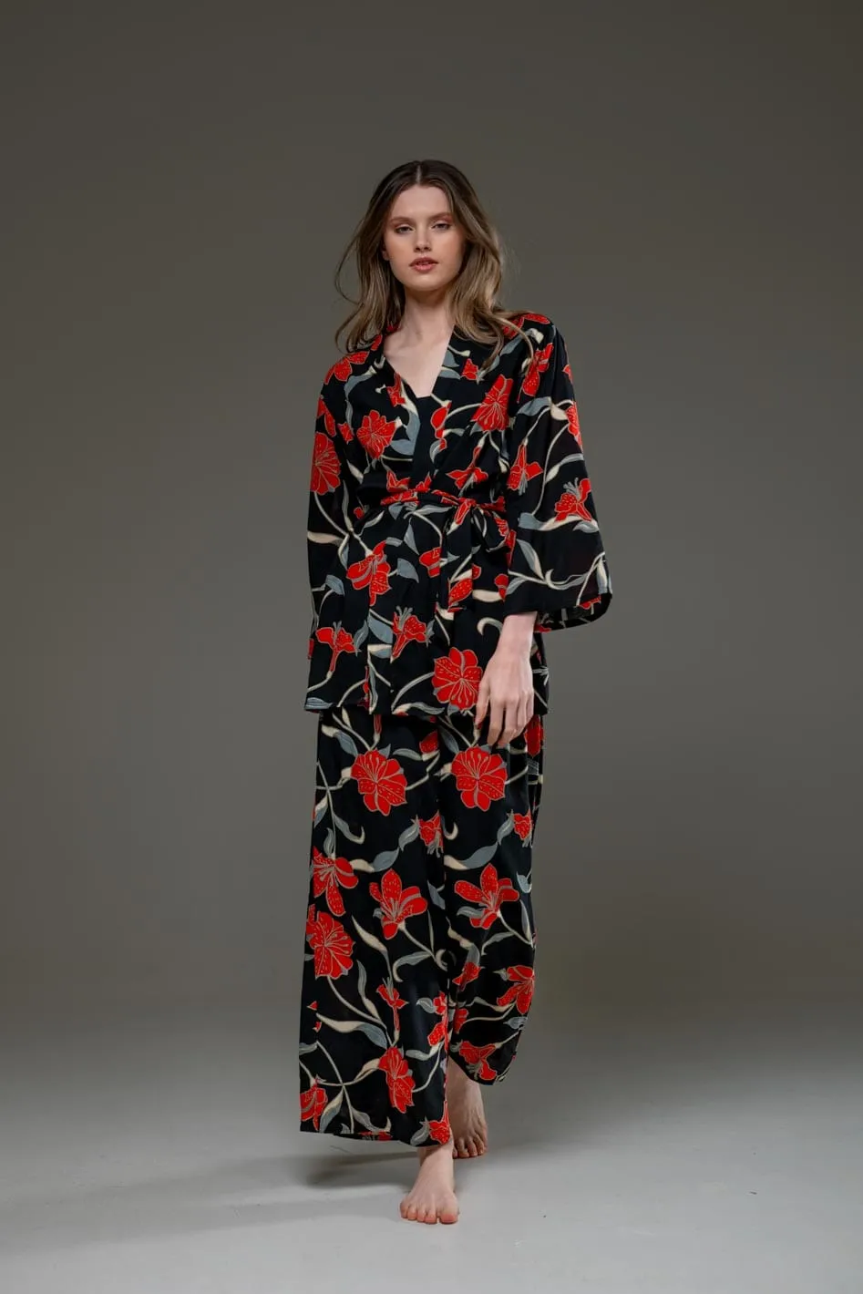 Kimono & Wide Legs Pants Set