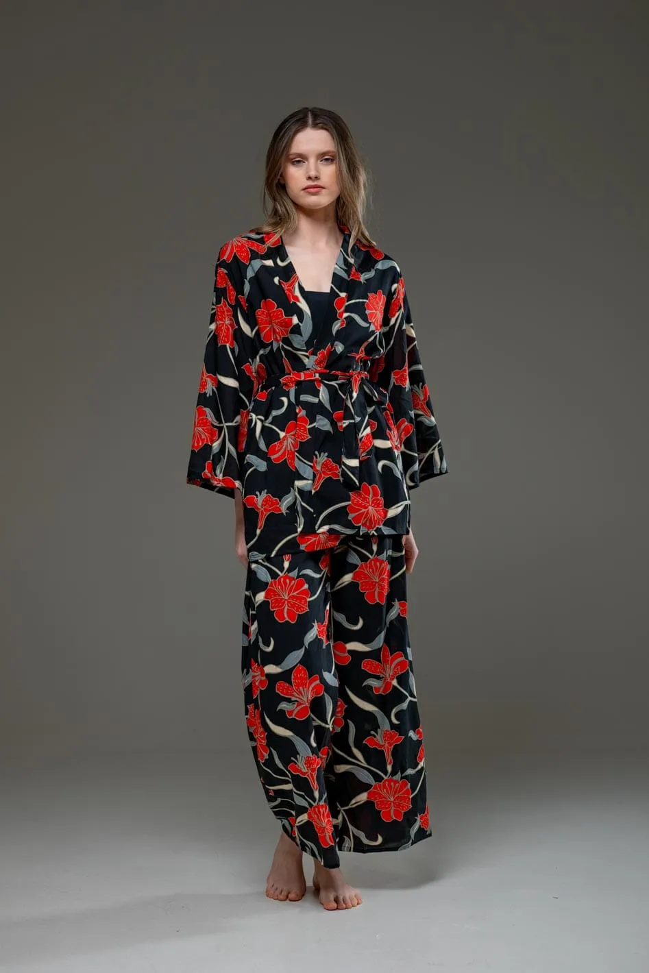 Kimono & Wide Legs Pants Set