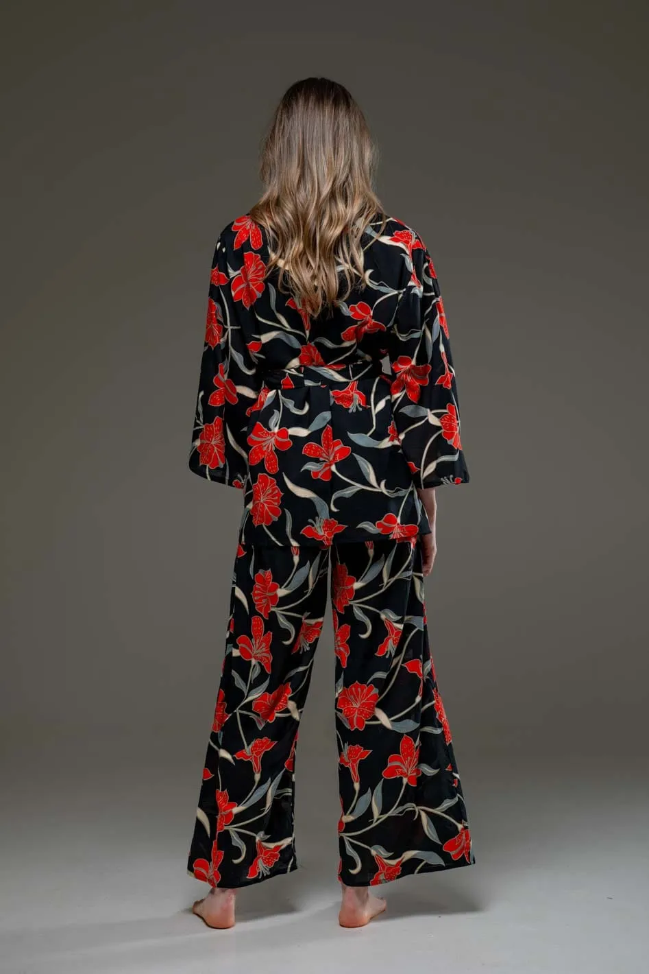 Kimono & Wide Legs Pants Set
