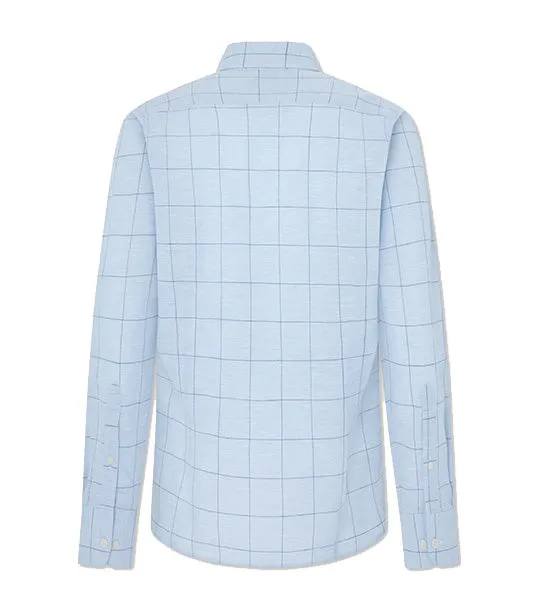 Linen Windowpane Shirt Blue