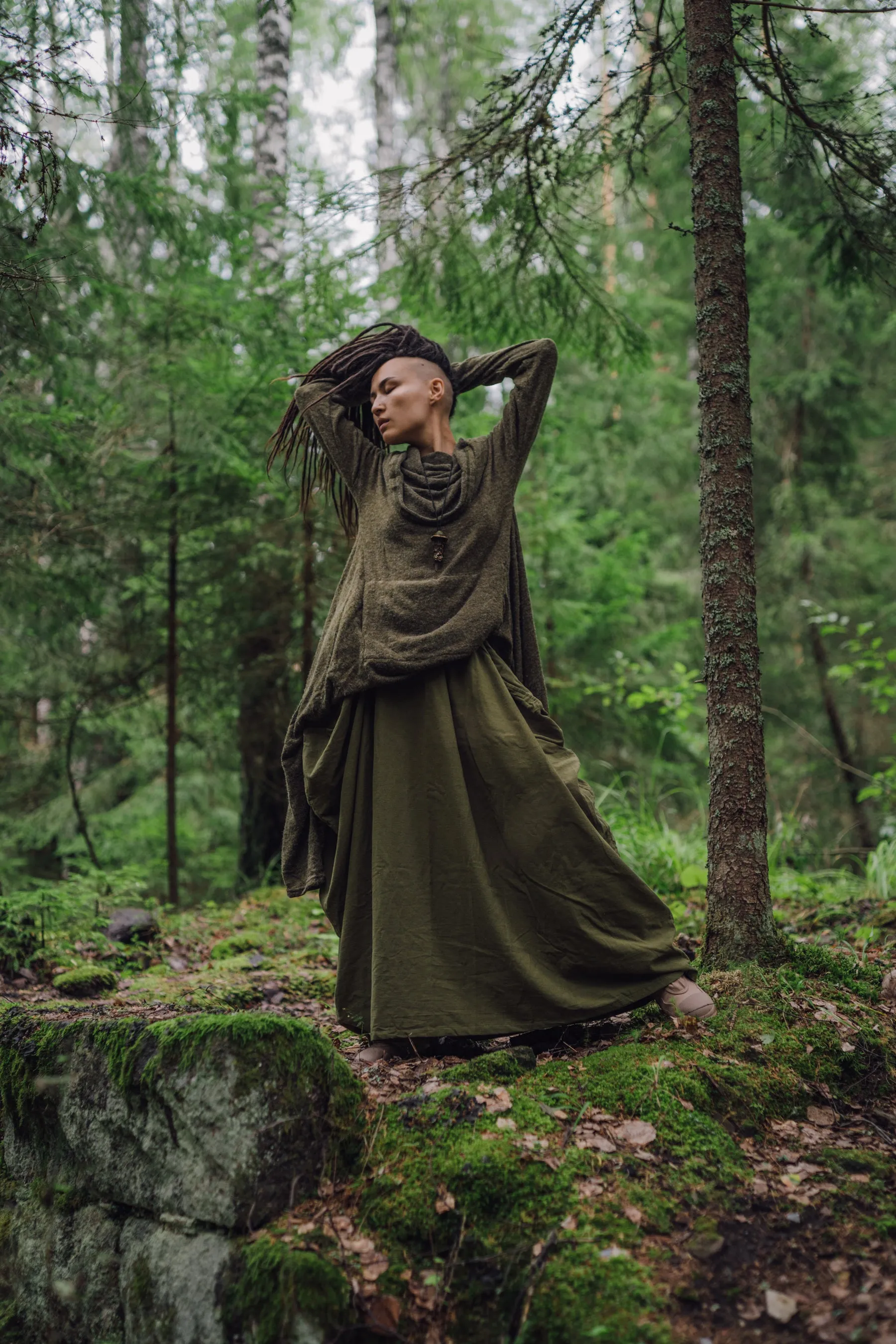 Long Hooded Sweater Coat Sheela Olive