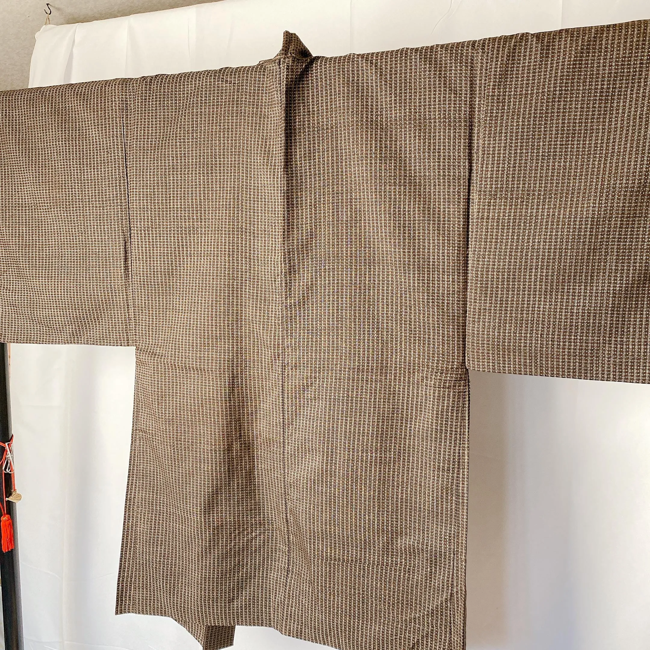 Men's Brown Haori, Versatile Jacket, Excelelnt, Silk, Versatile, Layered Lounge, Relaxing Casual Wear, Kimono, No strings