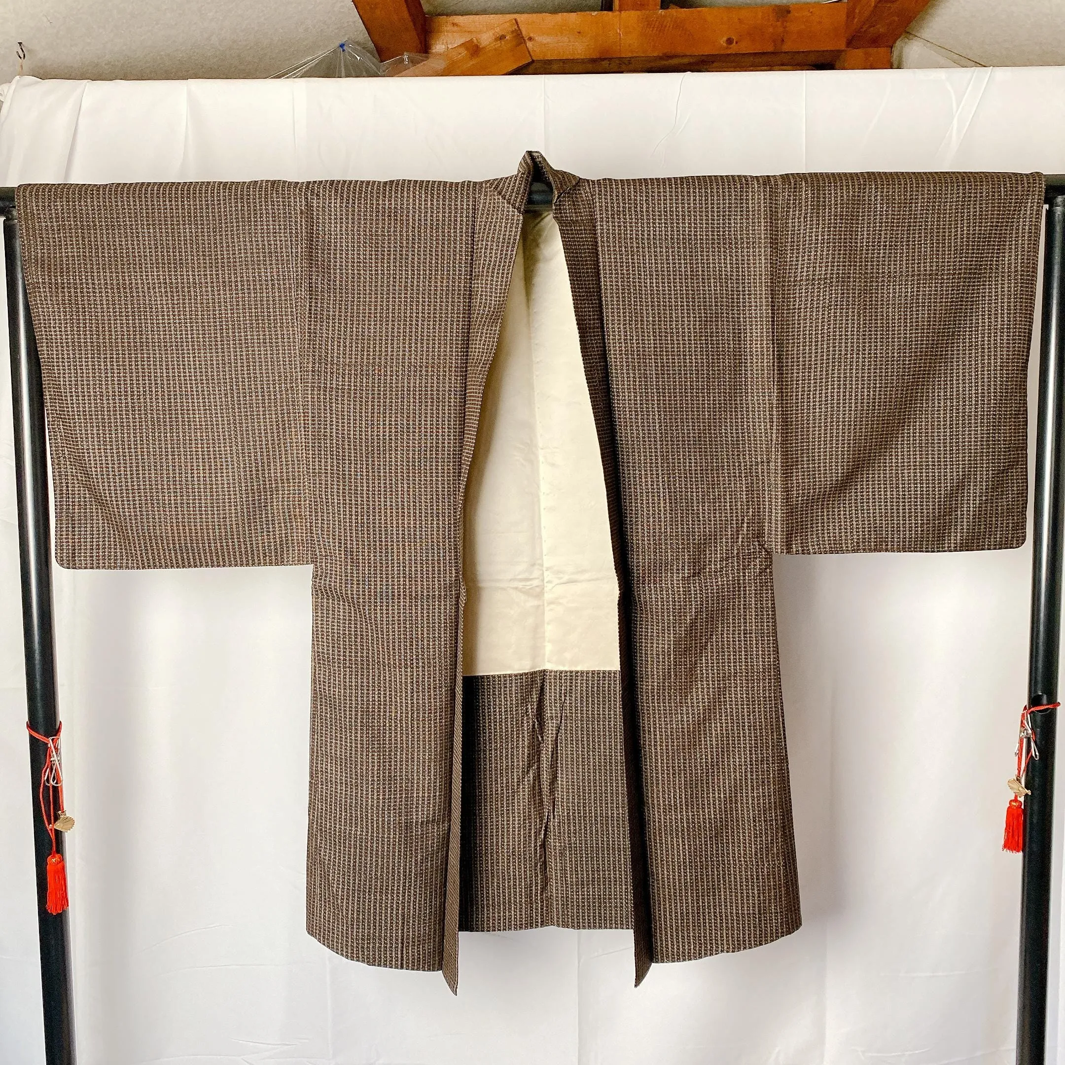 Men's Brown Haori, Versatile Jacket, Excelelnt, Silk, Versatile, Layered Lounge, Relaxing Casual Wear, Kimono, No strings