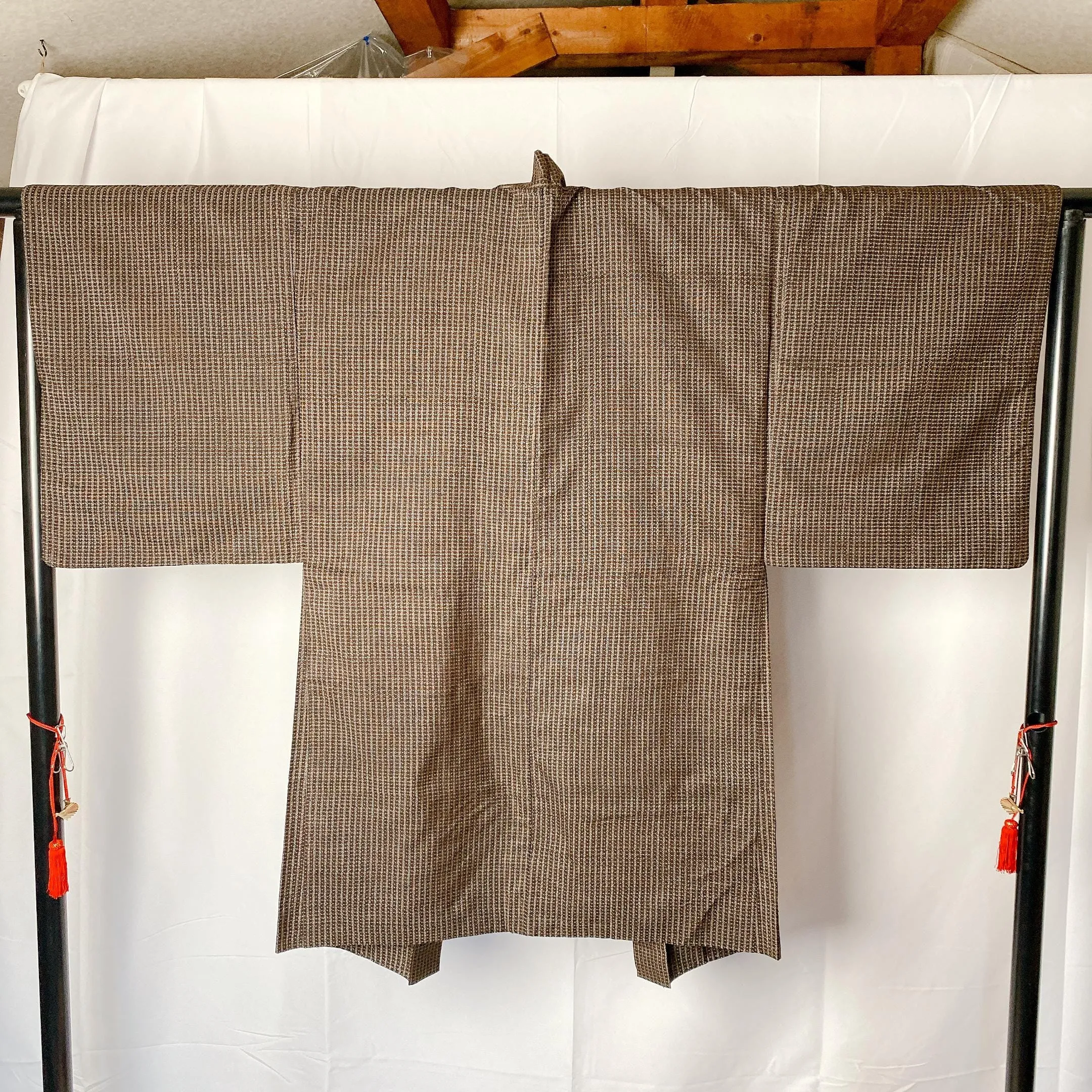Men's Brown Haori, Versatile Jacket, Excelelnt, Silk, Versatile, Layered Lounge, Relaxing Casual Wear, Kimono, No strings