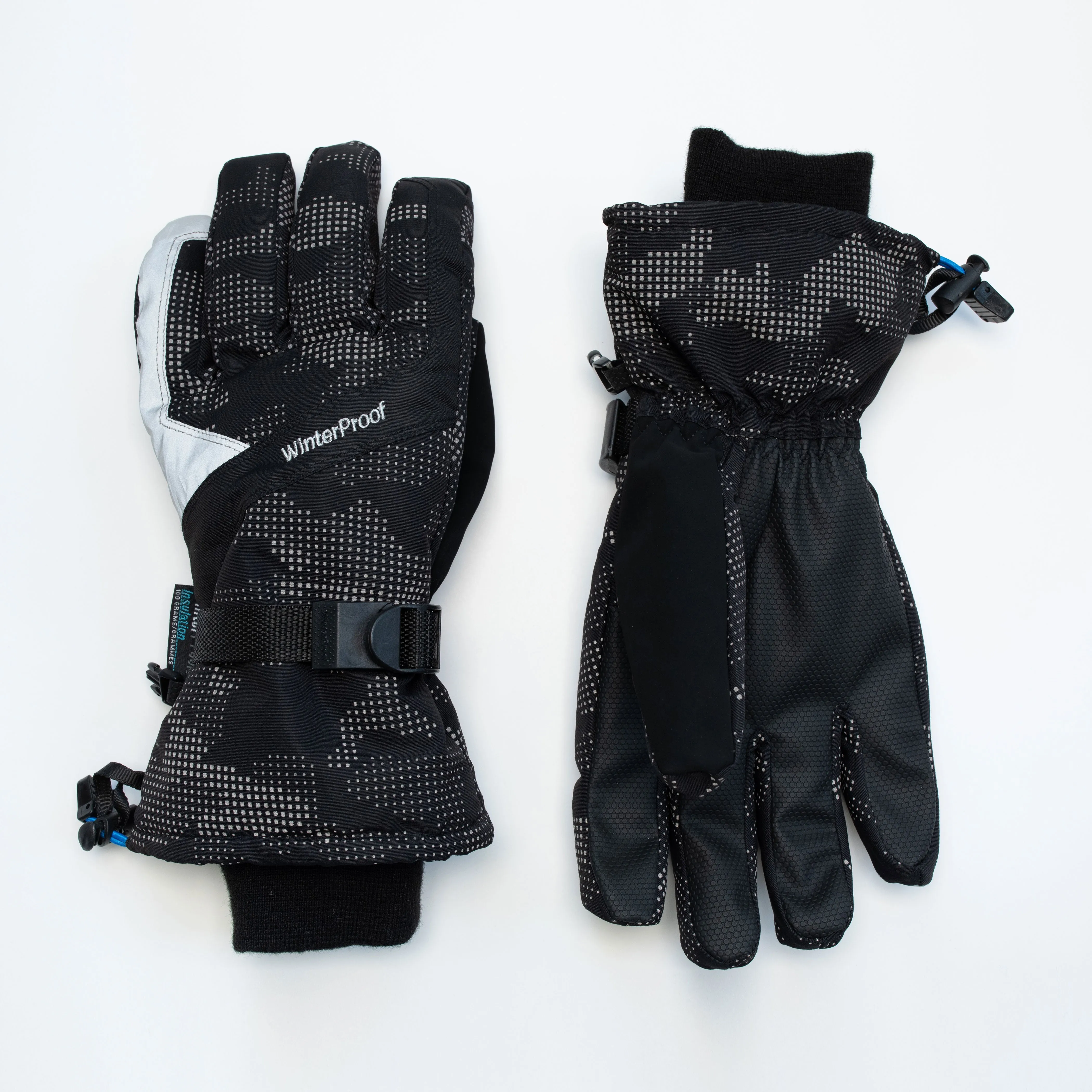 Men's Digital Black Snow Shovel Reflective Ski Gloves