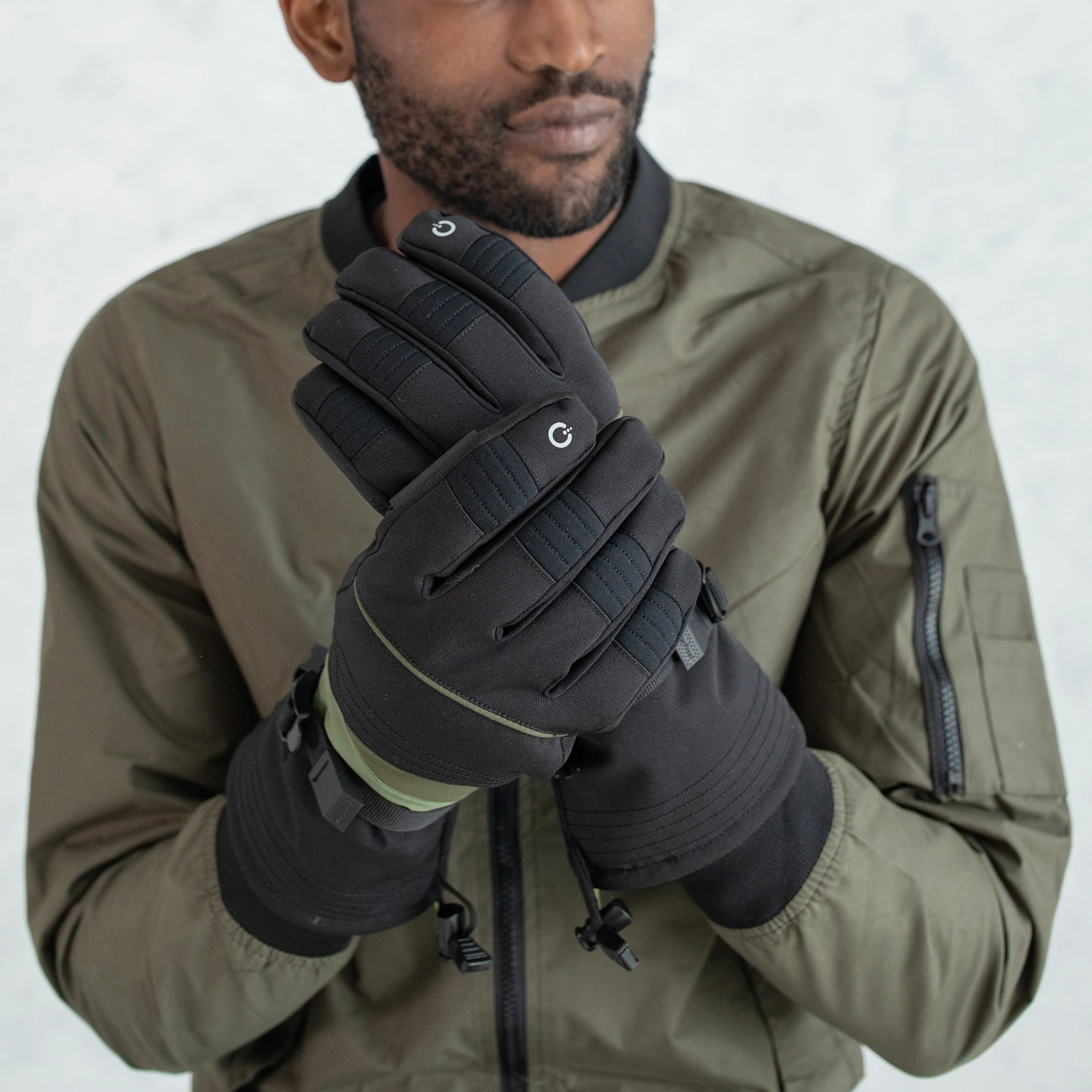 Men's Performance Black Army Green Ski Gloves