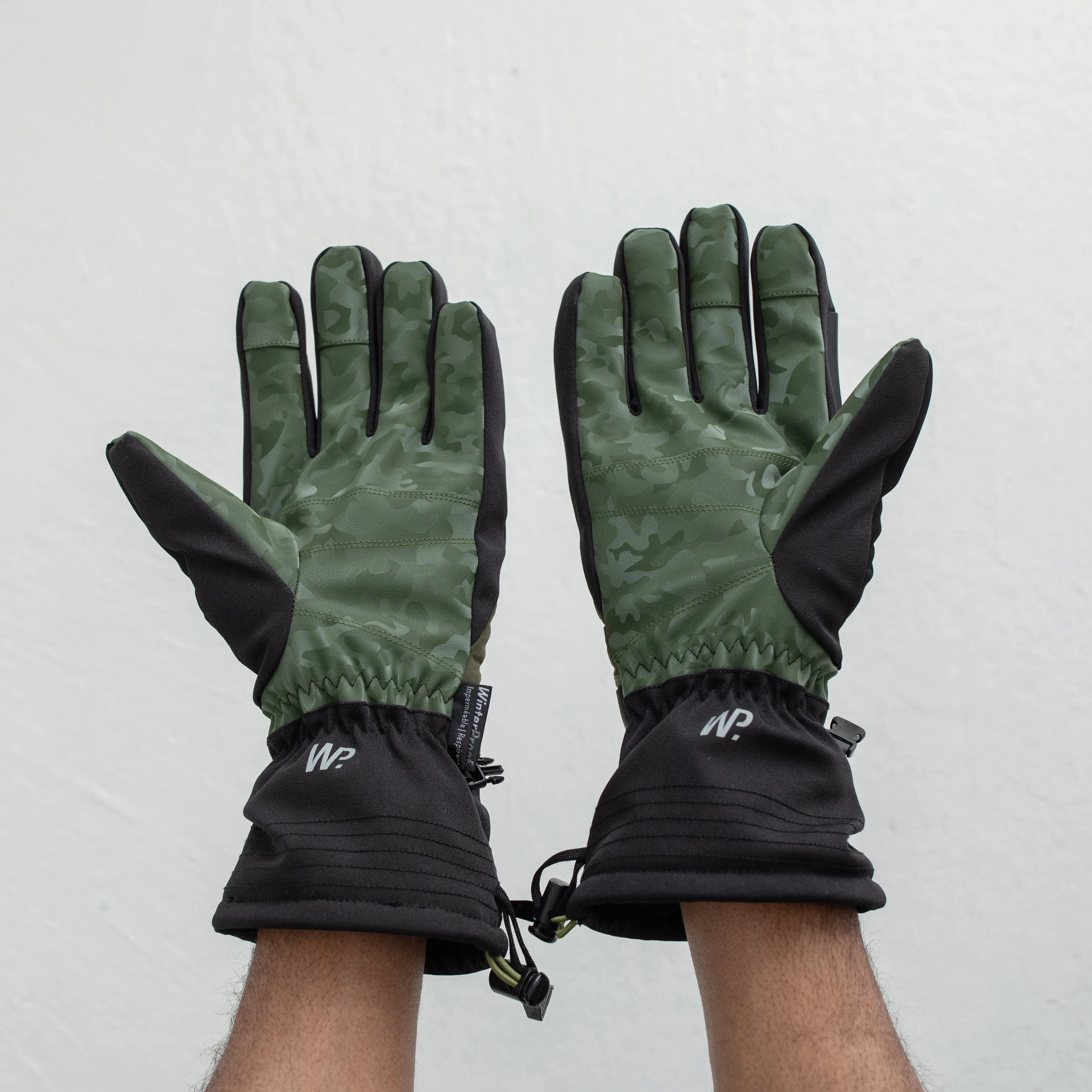 Men's Performance Black Army Green Ski Gloves