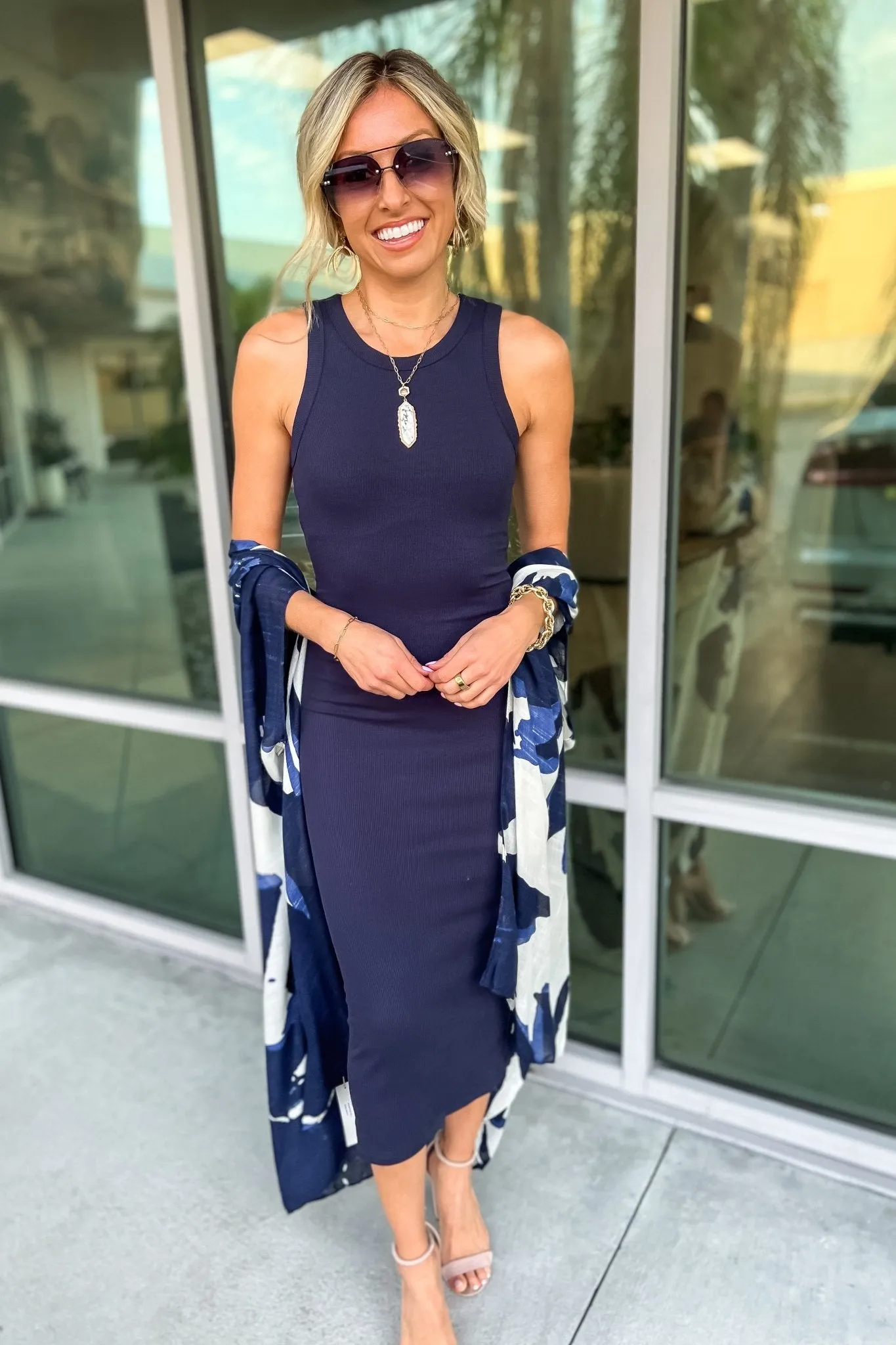 NAVY BLUE One of Those Girls Bodycon Racerback Dress