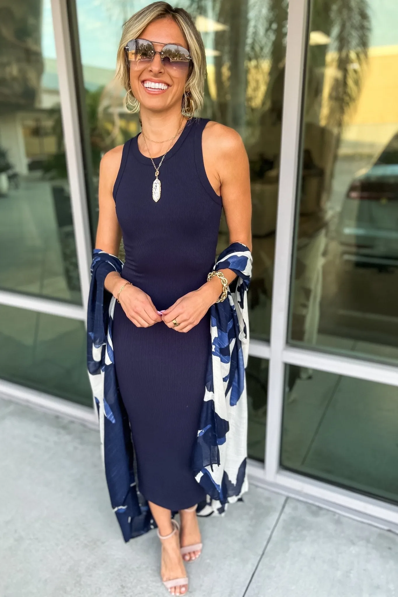 NAVY BLUE One of Those Girls Bodycon Racerback Dress