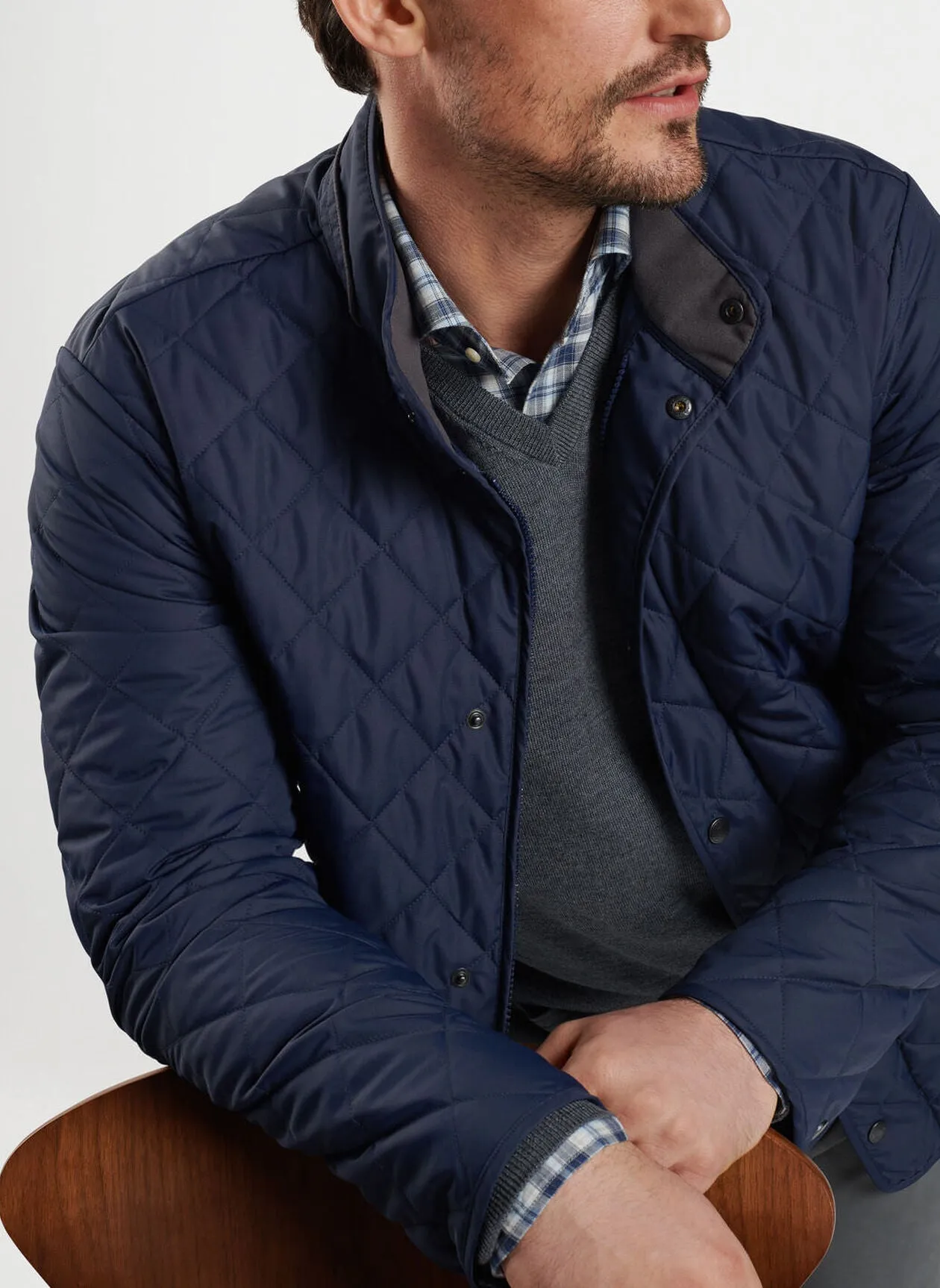 PETER MILLAR QUILTED SUFFOLK COAT - NAVY