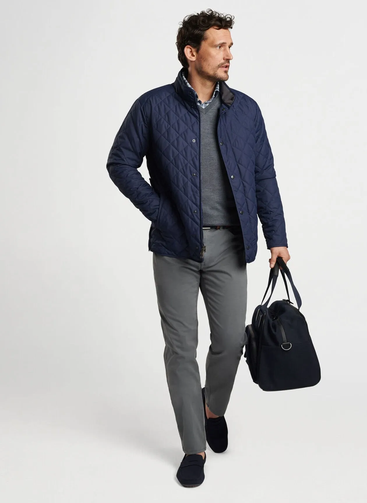PETER MILLAR QUILTED SUFFOLK COAT - NAVY