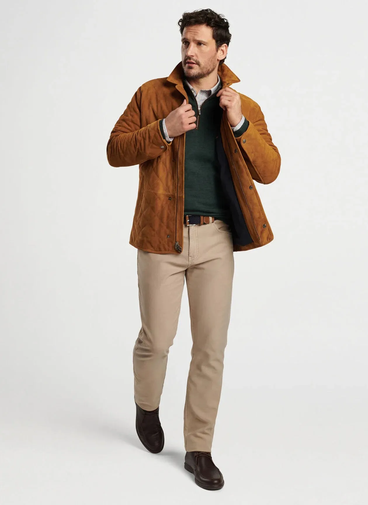 Peter Millar - Suffolk Quilted Suede Travel Coat - Whiskey