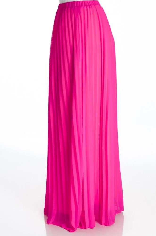 Pink pleated Maxi Skirt