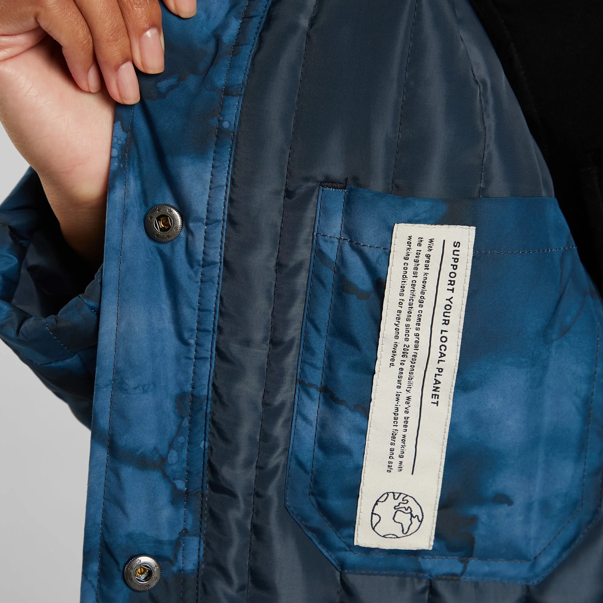 Quilted Coat Edet Abstract Ink Blue