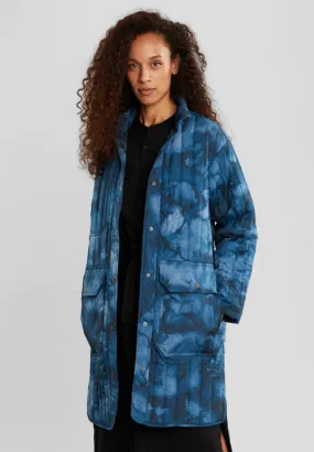 Quilted Coat Edet Abstract Ink Blue
