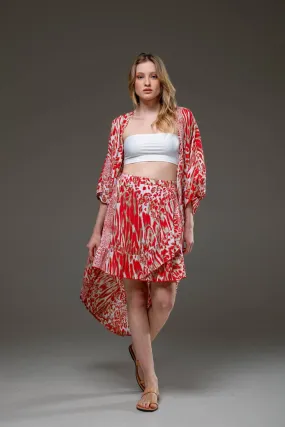 Red Tiger Set of Kimono & Skirt
