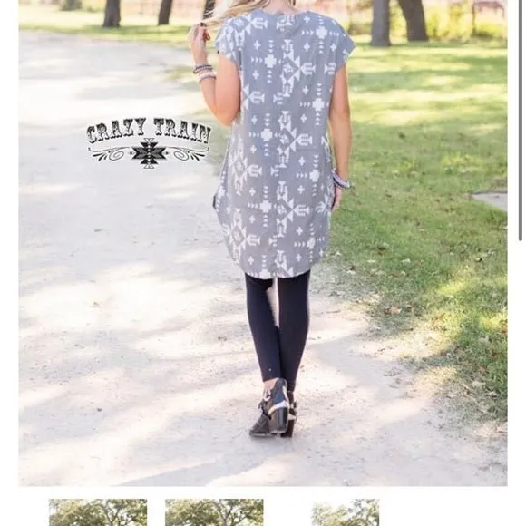 Southwestern Grey White Tunic
