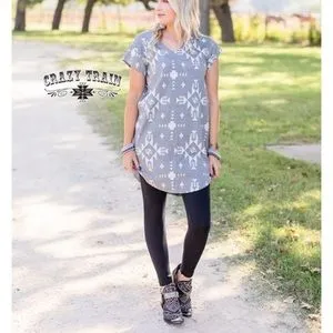 Southwestern Grey White Tunic