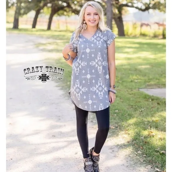 Southwestern Grey White Tunic