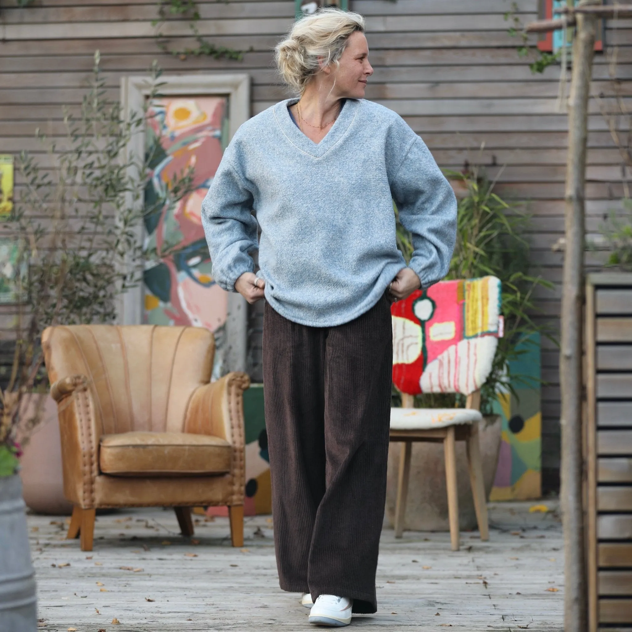Sweat Gustave - lainage bleu nuage