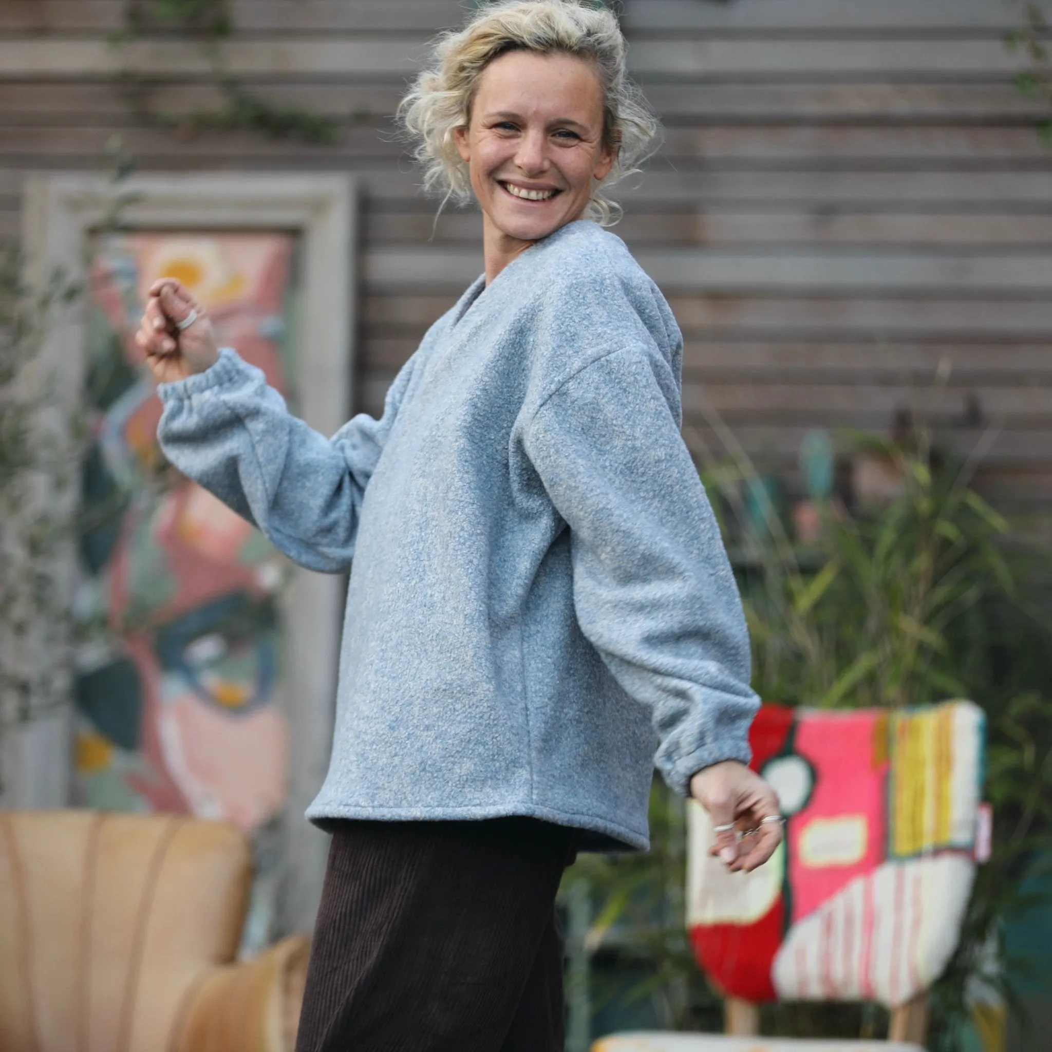 Sweat Gustave - lainage bleu nuage