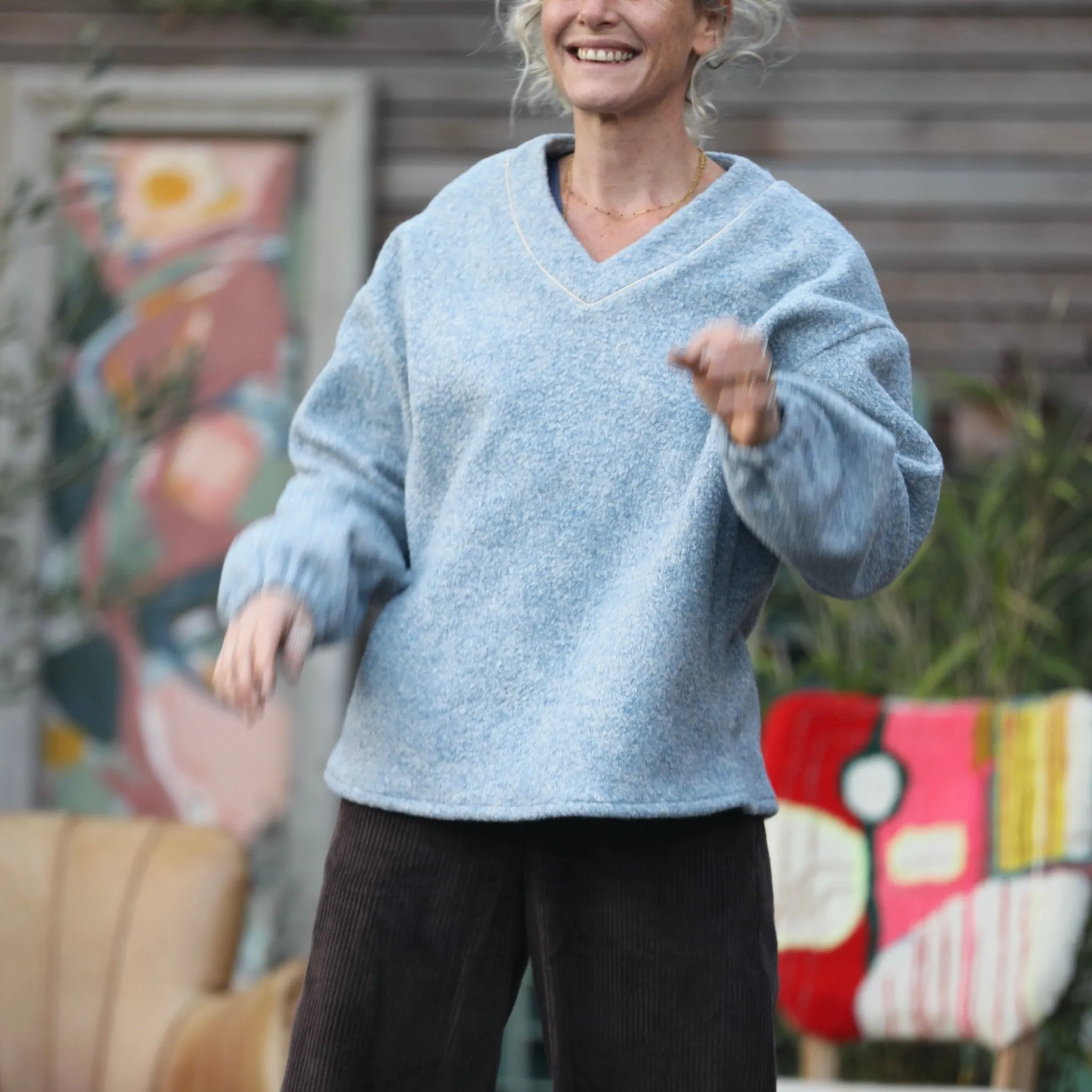 Sweat Gustave - lainage bleu nuage
