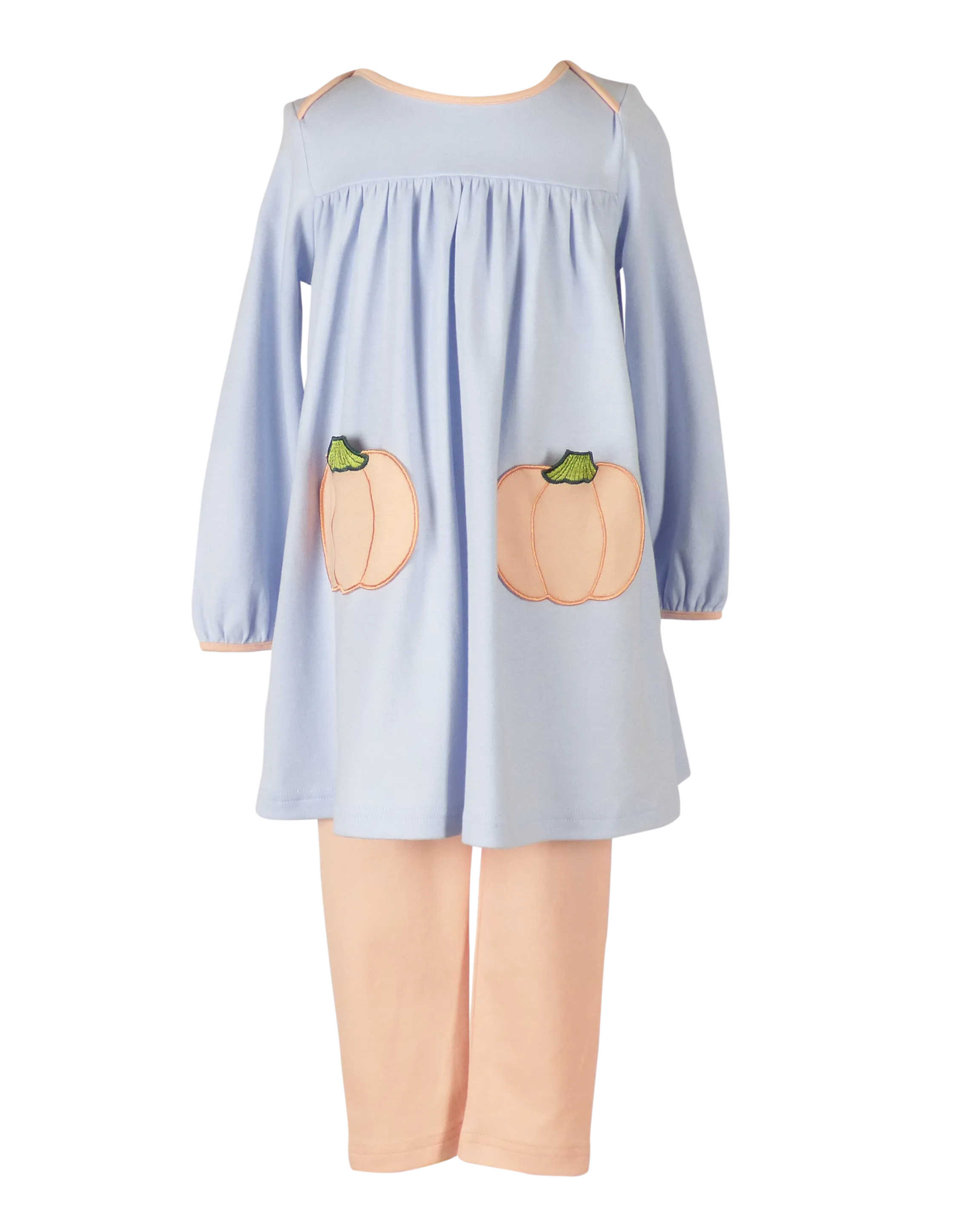 Tabby Tunic with Light Blue Pumpkins
