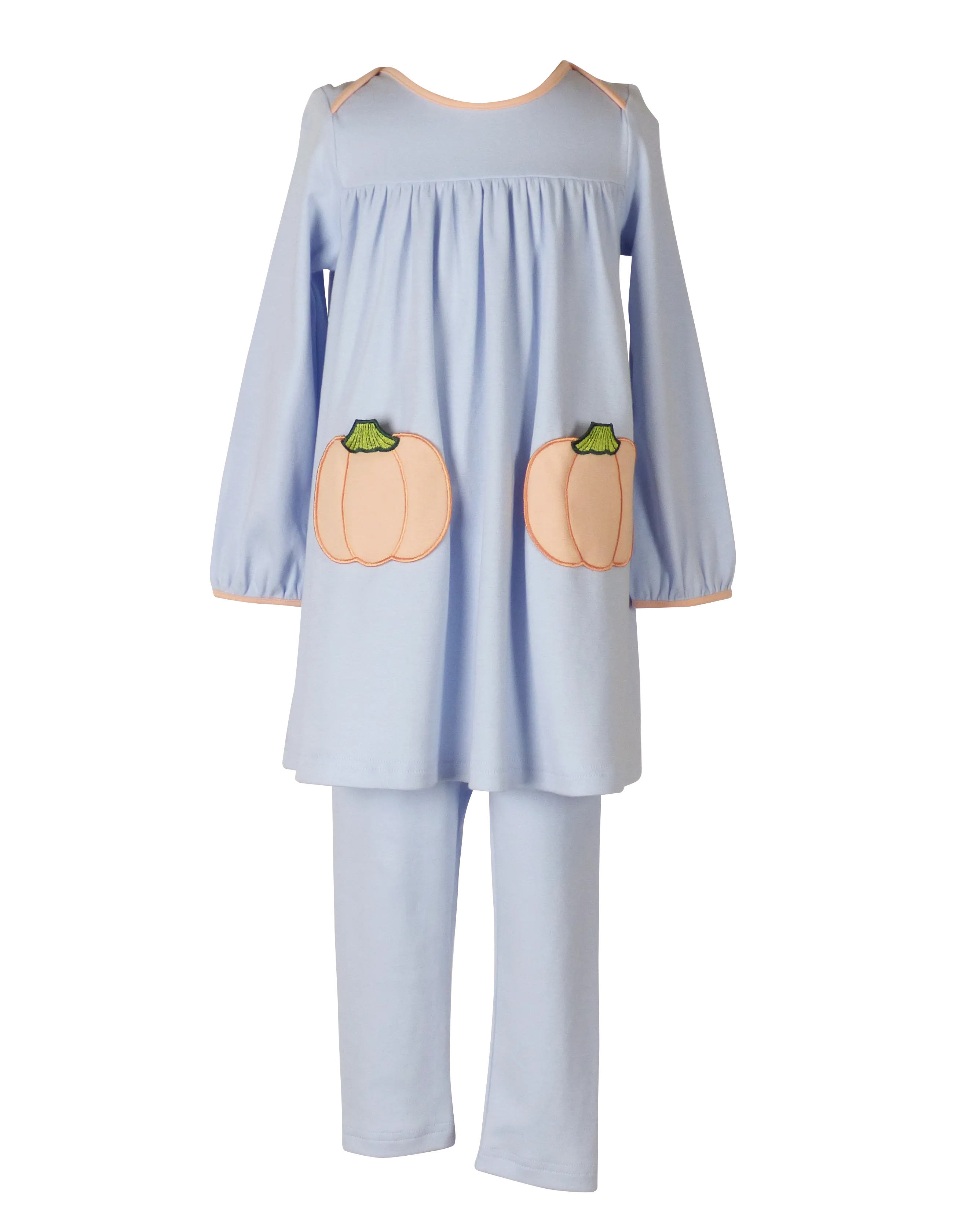 Tabby Tunic with Light Blue Pumpkins