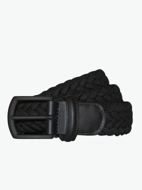 Waxed Leather-Trimmed Woven Gunmetal Black