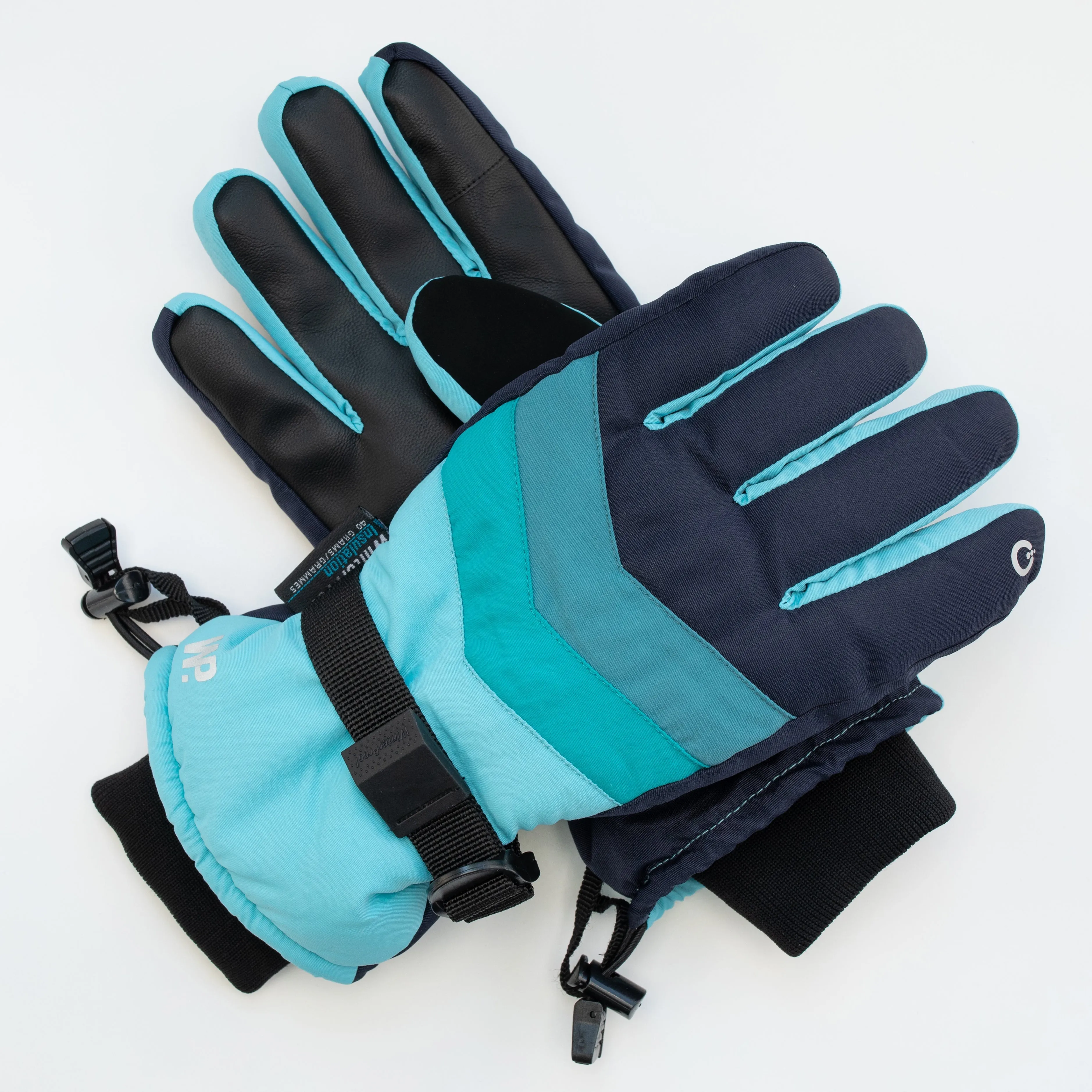 Women's Midnight Teal Chevron Ski Gloves