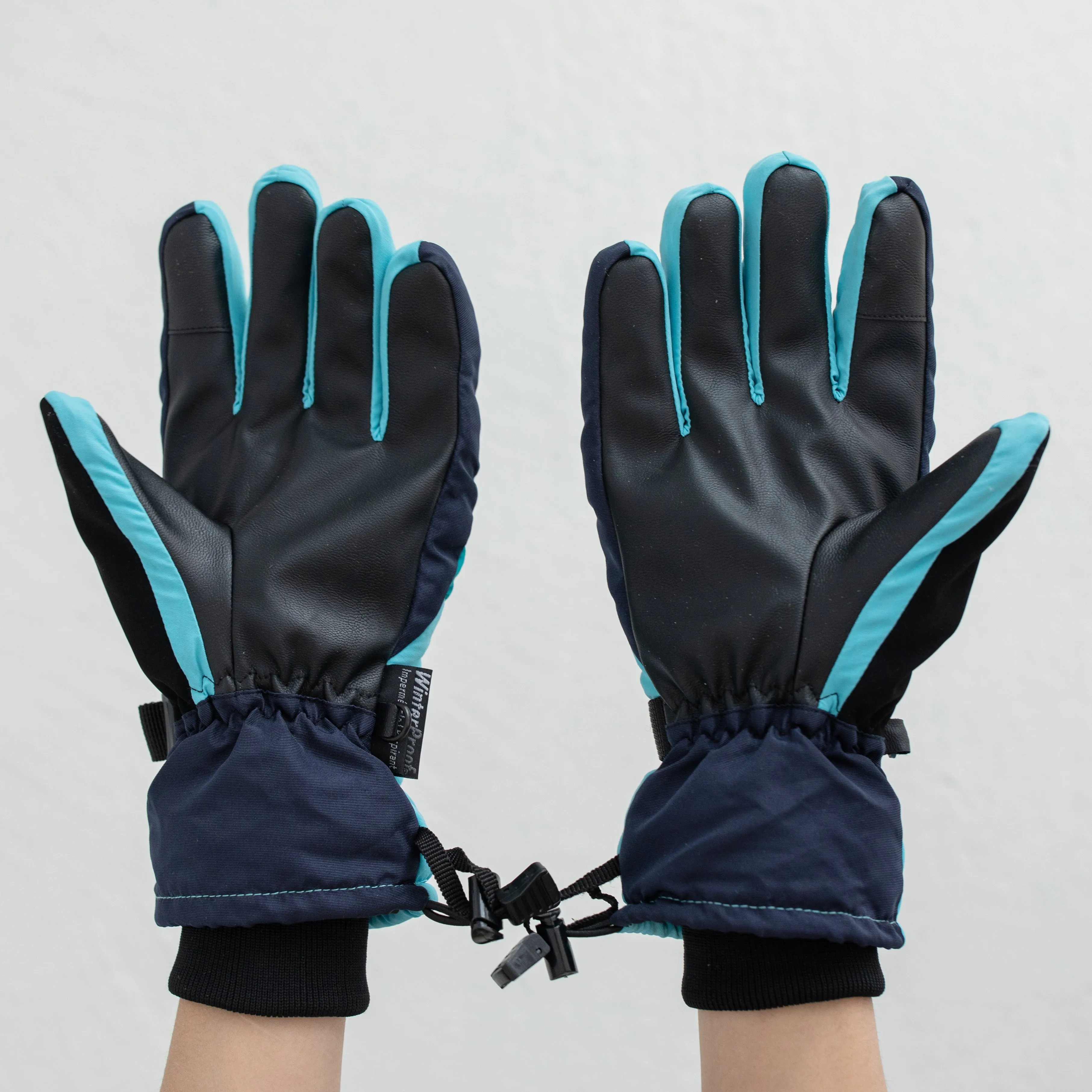 Women's Midnight Teal Chevron Ski Gloves