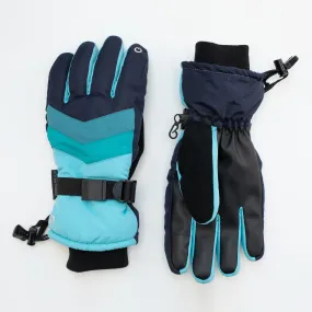 Women's Midnight Teal Chevron Ski Gloves
